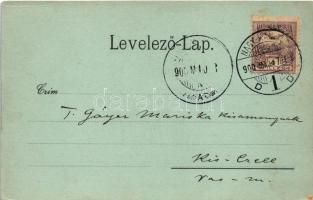 1900 Nagykanizsa, Erzsébet tér alsó részlete este, Reichenfeld Albert, Weisz és Schmidt üzlete. Fisc...