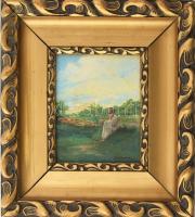 Szirmai Antal (1860-1927): Pihenő juhász. Olaj, karton, Dekoratív keretben 14x11 cm