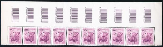 2000 Antik bútorok 30Ft vonalkódos 10-es csíkban (3.200) (betapadásnyomok, ujjlenyomat / gum disturbances, fingerprint)