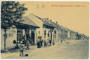 Marosújvár, Uioara, Ocna Mures; Mikó utca, üzletek, községháza. W.L. 1995. / street view, shops, town hall