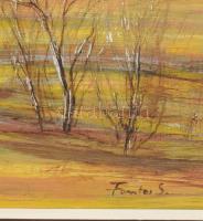 Fontos Sándor (1920-1991): Alföldi táj. Olaj, farost, jelzett, keretben, 25x70 cm