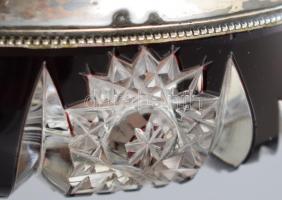 Pácolt kristály hamuzó, ezüst (Ag) szerelékkel, jelzett, d: 14 cm