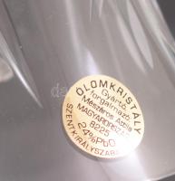 Szentkirályszabadjai iparművész kristály csengő, címkével jelzett, m: 14,5 cm