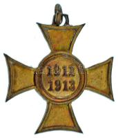 1913. "Mozgósítási Kereszt / 1912-1913-as Emlékkereszt" bronz miniatűr kitüntetés mellszalag nélkül T:AU,XF Hungary 1913. "Commemorative Cross, 1912-1913" miniature bronze decoration without ribbon C:AU,XF