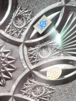 Zlatno ólomkristály asztalközép kínáló, jelzett, hibátlan, d: 28 cm