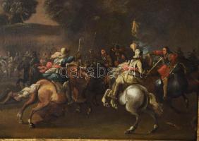 Jelzés nélkül: Csatajelenet. Olaj, vászon. XIX. sz. eleje. 45x55 cm Keretben