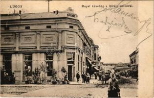 Lugos, Lugoj; Royal kávéház, Király utca / cafe, street (EK)