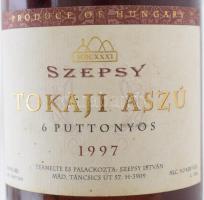 1997 Szepsy 6 puttonyos tokaji aszú, 3 bontatlan palack édes fehér desszertbor, 9%, 0,5l
