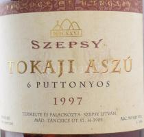 1997 Szepsy 6 puttonyos tokaji aszú, 3 bontatlan palack édes fehér desszertbor, 9%, 0,5l