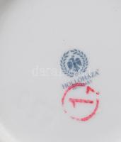 3 db porcelán tégely. Egy antik, virágos, réz kerettel d:8 cm + 2 db Hollóházi