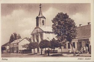 Retteg main square with church and the shop of Gyula Szőllősy