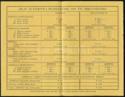 1929 Eternola beszélőgépek árjegyzéke, Eternola Mechanikai Részvénytársaság, Beszélőgépek és Hanglem...