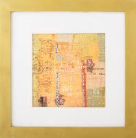 Ajtai Tamás (1952-): Grafitti bélyeggel. Vegyes technika: Olaj, pasztell, kollázs, farost, jelzett, ...