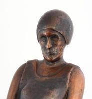 Sztrákos László (1954): Várakozás. Patinázott bronz, márvány talapzaton, művész példán 1/1, jelzett,...