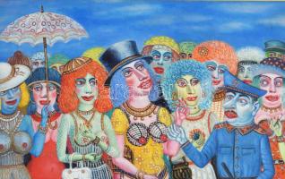 Galambos Tamás (1939 - ): Türelmi zóna. Olaj, vászon, jelzett, keretben 40x50 cm