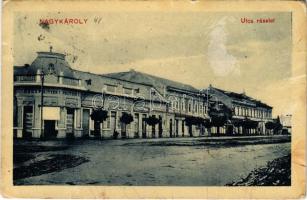 1911 Nagykároly, Carei; utca, Politzer Ignác és Hadnagy üzlete. Gál Samu kiadása / street, shops (gyűrődés / crease)