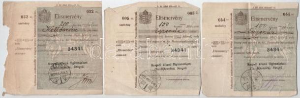 1922-1924. Vegyes elismervény és részvényszelvény tétel, közte 1924. "Magyar Nemzeti Bank"...