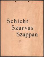 Schicht Szarvas Szappan karton reklámtábla, sarkán törésnyommal, kis sarokhiánnyal, 31×24 cm