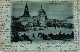 1901 Moscow, Moscou; La place de Loubianka / Lubyanskaya Square, market (crease)