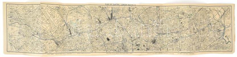 cca 1920-1930 Plan of Central London - Section 2. / London városközpontjának térképe, Ward, Lock &amp; Co., London, kisebb lapszéli szakadásokkal, 16,5x83,5 cm