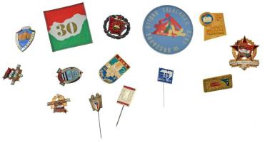 14db-os vegyes szocialista kitüntetés, jelvény tétel, közte "50 év - Arany diplomás pedagógus" aranyozott, műgyantás jelvény T:XF,VF