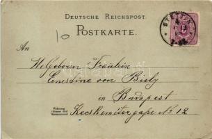 Szczecin, Stettin; Royal Gate, Theatre. Lith. J. Miesler Art Nouveau, floral, litho with coat of arm...