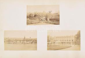 cca 1890-1900 Stockholm látképei, 5 db: Stockholm létképe a királyi palotával. Gamla Stan, az óváros, a háttérben Riddarholmskyrkannal, a svéd királyok temetkezési helyével. Hasselbacken-étterem, Berni Szalon, gripsholmi kastély, valamint + 1db fotóval: Genfi panoráma (Svájc), összesen 6 db fotó kartonon, foltos kartonnal, 9x15 cmx6  cca 1890-1900 Views of Stockholm, 5 pc: The royal palace, Gamla Stan, the old town of Stockholm, with Riddarholmskyrkan, the burial place of the Swedish monarchs. Hasselbacken restaurant. Bern Salon, Gripsholm castle. + The panorama of Geneve, six pieces of photo on board, with spotty board, 9x15 cmx6