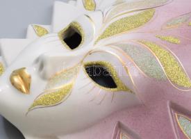 Porcelán velencei maszk, jelzés nélkül, 27x23 cm