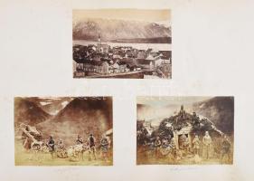 cca 1890-1900 Skandináv látképek és életképek a XIX. század végéről, 6 db: Lapp (számi) néprajzi fotók, 3 db (2 db részben színezett), Katarina felvonó (Katarinahissen), Trondheim-i Nidaros katedrális (átépítés előtt (Axel Lindahl fotó???), Latefossen, Tromso látképe, fotók karton, foltos, részben feliratozva, 9x14 cm és 10x15 cm közötti méretben./  cca 1890-1900 Scandinavian landscapes and images of life from the ent of the XIX. century, 6 pc.: Sami ethnographic photos 3 pc. (2 pc. partly colored), Katarinahissen, Nidaros Cathedral in Trondheim (before the reconstruction (Axel Lindahl photo???), Latefossen, view of Tromso, photos on board, with spotty board, partly notices, between 9x14 cm and 10x15 cm
