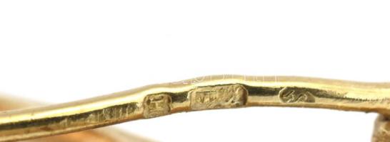 Arany (Au) 14K köves, virágos bross, jelzett, 3,7×1,7 cm, bruttó: 3,9 g