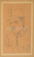 Mednyánszky jelzéssel: Katona portré. Ceruza, papír, 14x9 cm