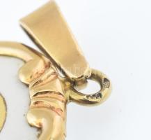 Arany (Au) 14K Szűz Mária ovális porcelán medál, jelzett, 3,4×1,8 cm, bruttó: 3,1 g