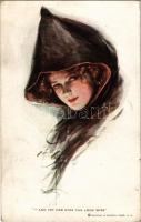 1913 "And yet her eyes can look wise" Lady art postcard. Reinthal &amp; Newman No. 200. s: Harrison Fisher (kis szakadás / small tear)