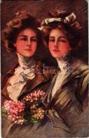 "The Twins" Lady art postcard. Series 682-5. s: Philip Boileau (EK)