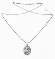 Ezüst(Ag) venezianer nyaklánc Szűz Mária medállal, jelzett, h: 51 cm, 3×2 cm, nettó: 11,6 g