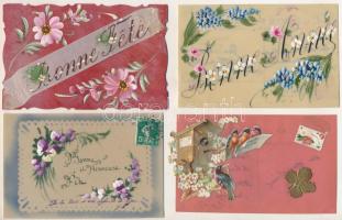 50 db RÉGI francia kézzel készült műanyag képeslap / 50 pre-1945 hand-made celluloid postcards