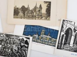 21 db vegyes nyomtatvány, grafika (rézkarc, metszet, stb.), közte jelzettek