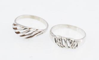Ezüst(Ag) 2 db áttört gyűrű, jelzéssel és jelzés nélkül, méret: 54, 57, nettó: 3,9 g