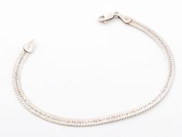 Ezüst(Ag) lapos mintás kígyó karkötő, jelzett, h: 19 cm, nettó: 4,7 g