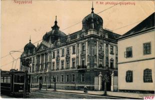 1909 Nagyvárad, Oradea; M. kir. pénzügyi igazgatóság, villamos. (W. L. ?) 978. / financial directorate, tram (fa)