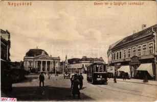 Nagyvárad, Oradea; Bémer tér, Szigligeti színház, gyógyszertár, dohány és szivar üzlet, villamos. (W. L. ?) 976. / square, theatre, pharmacy, tobacco shop, tram (r)