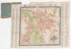 cca 1900 Eduard Gaebler's Neuester Plan von Leipzig / Lipcse város térképe, 1 : 20.000, sérülésekkel, 63,5x71,5 cm