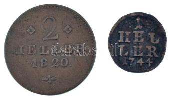 Német Államok / Hessen 1820. 2h Cu "I. Vilmos" (3,44g) + Német Államok / Brandenburg-Bayre...