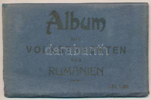 Album mit Volkstrachten aus Rumänien. Depozitul J. Saraga &amp; Schwartz - Román képeslap füzet 12 lappal / Romanian folklore postcard booklet with 12 postcards