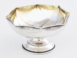 Ezüst(Ag) nyolcszögletű talpas ékszertartó tálka, jelzett, kis horpadásokkal, d: 7,7 cm nettó: 20,3 g