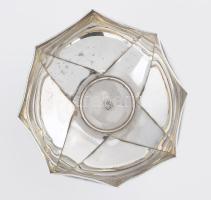 Ezüst(Ag) nyolcszögletű talpas ékszertartó tálka, jelzett, kis horpadásokkal, d: 7,7 cm nettó: 20,3 ...