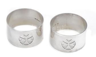 Ezüst(Ag) máltai kereszt mintás szalvétagyűrű, 2 db, jelzett, d: 4,5 cm, nettó: 49,6 g