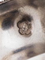 Ezüst(Ag) kis füles váza, monogrammal, jelzett, m: 7,5 cm, nettó: 41,9 g