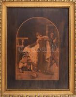 Leizen-Mayer Sándor: Árpád-házi Szent Erzsébet című festményének fa intarzia másolata, részletes kid...