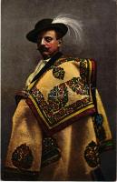 Békésgyulai viselet, magyar folklór. Erdélyi udvari fényképész felvétele. Vasúti levelezőlapárusítás 1916. / Hungarian folklore (EK)